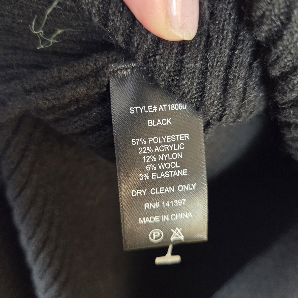 ASTR High Slit Black Long Sleeve Sweater Dress Soft - Picture 7 of 12